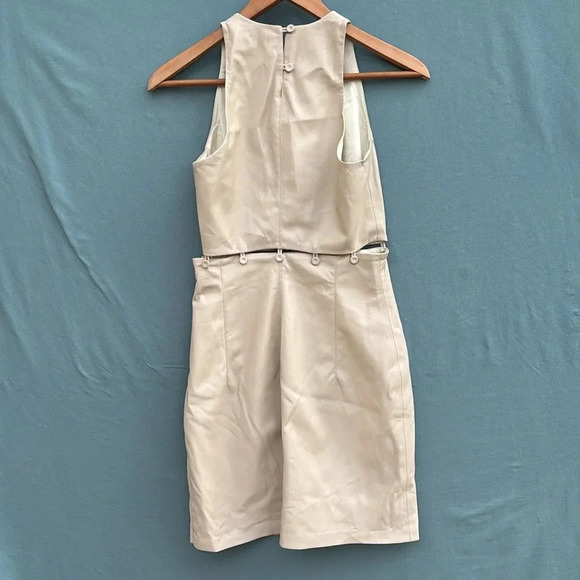 NWOT NANUSHKA Layan Vegan White Leather Mini Dress Women Ivory Button Waist XS - Picture 3 of 8